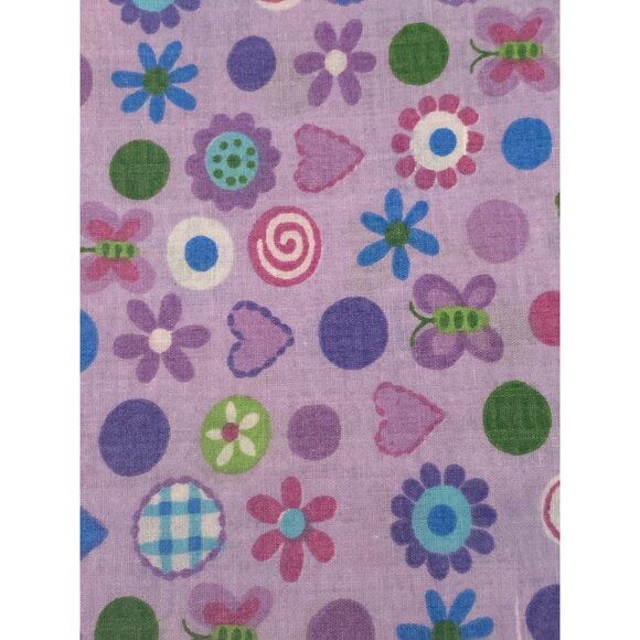 VTG Fabric  Pink Purple Blue Floral white Dot Quilting Sewing Cloth Art Crafts - Picture 11 of 16